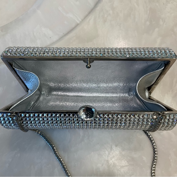 Rhinestone and Silver Evening Purse w/ Chain Handle.  Be the spark of the party! - Picture 13 of 14